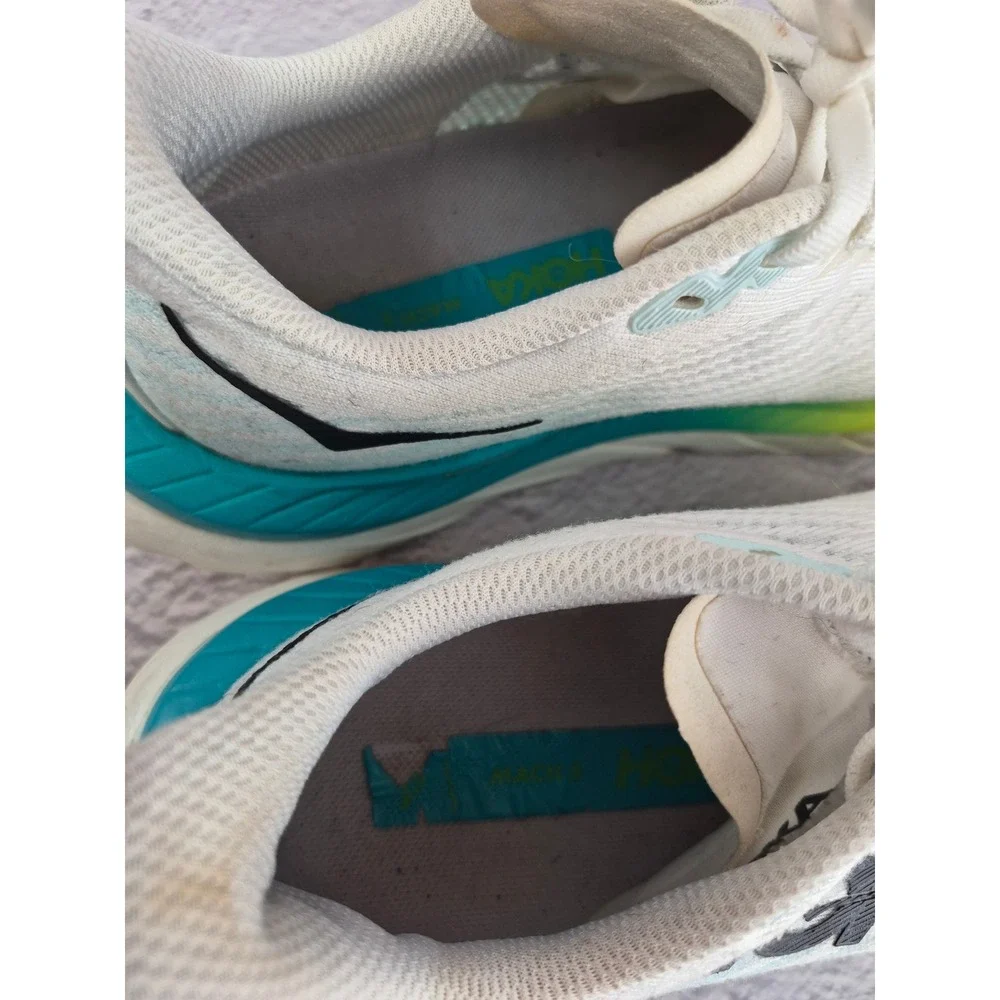 Hoka Mach 5 Womens Running Shoes Size 6.5 B White Blue Yellow Profly+ Sneakers